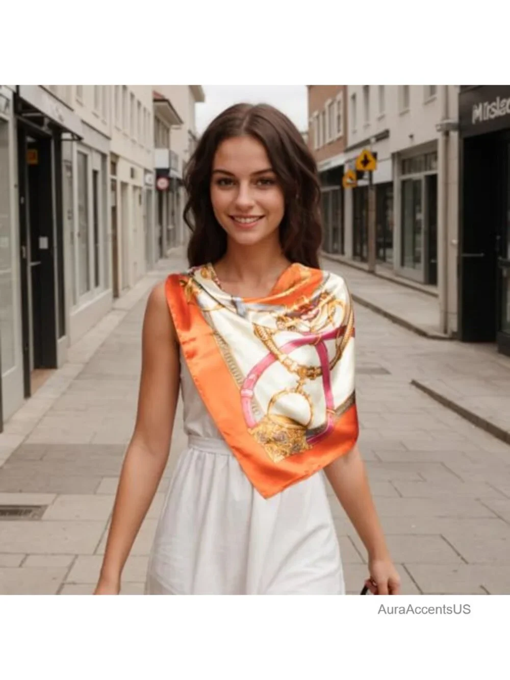 Like Silk Head Scarf Printed Square Scarf for Women 35 Inches